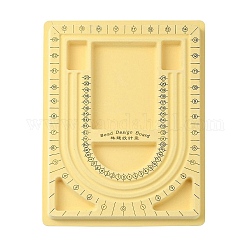 Plastic Rectangle Bead Design Boards, Necklace Design Board, Flocked, 9.25x12.80x0.79 inch, Light Yellow