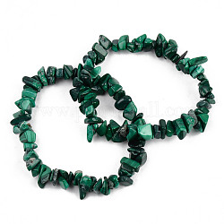 Bracelets extensibles en perles de malachite synthétique, diamètre intérieur: 1-3/4~2 pouce (4.5~5 cm)