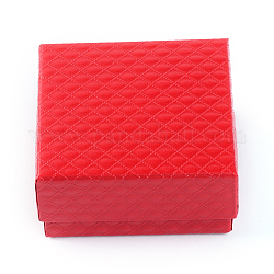 Cajas de joyería de cartón, con la esponja en el interior, cuadrado, rojo, 7.3x7.3x3.5 cm