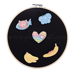 FINGERINSPIRE Wall Hanging Pin Collection Display Stand 20 cm Round Black Brooch Pin Display Board Canvas Enamel Pin Display Holder with Embroidery Hoop for Jewelry Pins Brooch Display