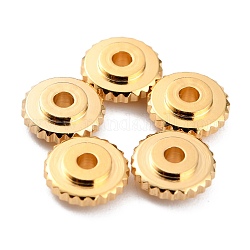 Brass Beads, Long-Lasting Plated, Disc/Flat Round, Real 24K Gold Plated, 6x2mm, Hole: 1.4mm