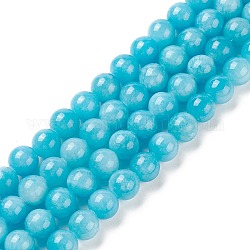 Fili di perline mashan giada tondo naturale, tinto, cielo blu profondo, 10mm, Foro: 1 mm, circa 41pcs/filo, 15.7 pollice
