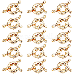 SUPERFINDINGS 15 Sets Brass Spring Ring Clasps with Hanger Links 18K Gold Plated Round Close Ring Clasp Findings 11.5mm Jewelry Connector Clasp for DIY Necklaces Anklets Jewelry Making, Hole: 2.5mm