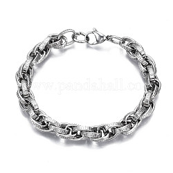 201 braccialetto a catena in corda di acciaio inossidabile per uomo donna, colore acciaio inossidabile, 8-1/8 pollice (20.5 cm)