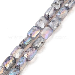 Chapelets de perles en verre imitation jade, de couleur plaquée ab , facette, rectangle, gris ardoise, 7x4.5x3mm, Trou: 1mm, Environ 70 pcs/chapelet, 19.21'' (48.8 cm)