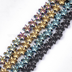 Chapelets de perles en hématite synthétique sans magnétiques, placage sous vide, hexagramme, couleur mixte, 8x7x3.5mm, Trou: 1mm, Environ 59~60 pcs/chapelet, 15.3 pouce