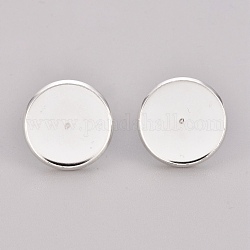 Accessoires des clous d'oreilles en 304 acier inoxydable, plat rond, couleur d'argent, Plateau: 16 mm, 18x2mm, pin: 0.9 mm