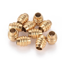 304 Stainless Steel Beads, Ion Plating (IP), Barrel, Golden, 12x14mm, Hole: 6mm