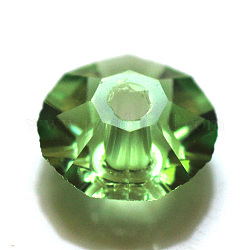 Imitation österreichischen Kristallperlen, Klasse aaa, facettiert, Flachrund, lime green, 6x3.5 mm, Bohrung: 0.7~0.9 mm