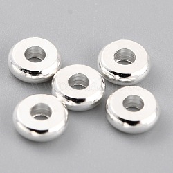 Messing Perlen, langlebig plattiert, Flachrund, 925 Sterling versilbert, 5x1.5 mm, Bohrung: 1.8 mm