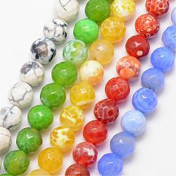 Agata naturale fili di perle, tondo, grado a, sfaccettato, tinti e riscaldato, colore misto, 6mm, Foro: 1 mm, circa 61pcs/filo, 15 pollice
