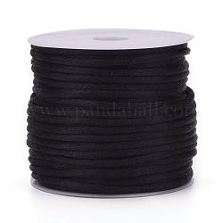 Нейлоновый шнур, атласный шнур, для изготовления украшений из бисера, китайское вязание, чёрные, 1.5 мм, около 16.4 ярда (15 м) / рулон