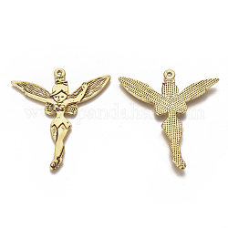 Tibetan Style Alloy Fairy Sprite Charms, Halloween, Characters Pendants in Fairy Tales, Lead Free & Cadmium Free & Nickel Free, Idea For Jewelry Making, Antique Golden, 51x46x2mm, hole: 1.5mm