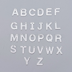 Breloques en 201 acier inoxydable, alphabet, lettre a ~ z, couleur argentée, lettre a ~ z, 11x5.5~12x0.6~0.7mm, Trou: 1mm, 26 pièces / kit