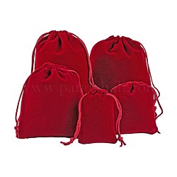 5 style pochettes en velours rectangle, bonbons sacs cadeaux fête de noël mariage faveurs sacs, rouge foncé, 40 pcs /sachet 
