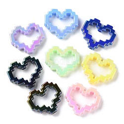 Perlas de acrílico plateado UV, marco de grano, iridiscente, corazón, color mezclado, 25.5x29.5x7mm, agujero: 3 mm