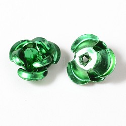 Perles fleurs en aluminium, lime green, 7x4mm, Trou: 1mm