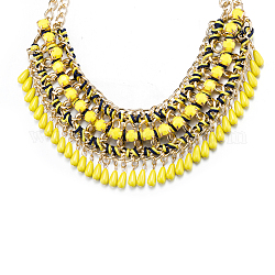 Ожерелья ожерелья из цинкового сплава ожерелья, со смолой, слеза, желтые, золотые, 18.5 дюйм (47 см)