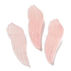 Pendentifs de quartz rose naturel, breloques d'ailes sculptées, 56~59x19~22x7~10.5mm, Trou: 1.3mm