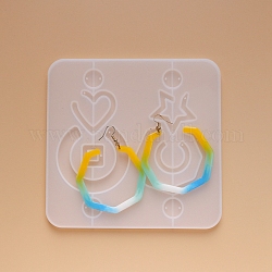 Earring Pendant Silicone Molds, Resin Casting Molds, For UV Resin, Epoxy Resin Jewelry Making, Mixed Shapes, White, 156x153x6mm, Hole: 1.5mm