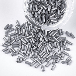 Galvanisieren Sie Glasperlen, Rundloch, Metallic-Farben, Silber, 3~5x1.5~2 mm, Bohrung: 0.8 mm, ca. 15000 Stk. / Beutel