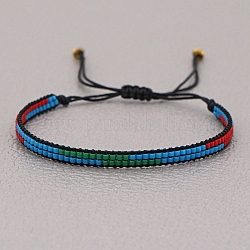 Bracelet en perles de rocaille miyuki tressées, bracelet d'amitié réglable pour femme, bleu, 11 pouce (28 cm)