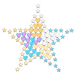 Perlas de hematita sintética no magnética electrochapada sunnyclue, estrella y corazón, multi-color de chapado, 120 unidades / caja