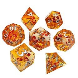 Set di dadi poliedrici acrilici trasparenti, per giocare ai giochi da tavolo, quadrato, rombo, triangolo e poligono, oro, 135x80x30mm, 7 pc / set