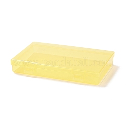 Boîte en plastique, récipients de stockage de talon, boîte de rangement pour couvercle de bouche, rectangle, champagne jaune, 10.7x17.3x2.65 cm