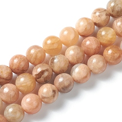 Chapelets de perles de sunstone naturelle naturelles, ronde, 10mm, Trou: 0.5mm, Environ 40 pcs/chapelet, 15.75 pouce (40 cm)