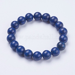 Lapis naturelles bracelets élastiques en perles lazuli, ronde, teinte, 2-1/8 pouces (53 mm)