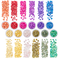 Arricraft natürliche & synthetische gemischte Edelstein-Chipperlen, gemischt gefärbt und ungefärbt, 5~13x5~13x1~7 mm, Bohrung: 1 mm, 948~1668 Stück / Karton