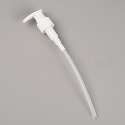 Pompe de distribution en plastique, avec un tube, pour bouteilles de shampoing et revitalisant, blanc, 21.5x4.55x2.55 cm