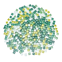 Glas cabochons, Mosaikfliesen, für Heimdekoration oder Basteln, Viereck, Mischfarbe, 10x10x4 mm, 100 g / Farbe, 4 Farben, 400 g / box, ca. 272 Stk. / Kasten