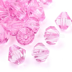 Transparente Acryl Perlen, facettierte Bicone, neon rosa , ca. 16 mm lang, 15 mm breit, Bohrung: 3 mm, ca. 307 Stk. / 500 g
