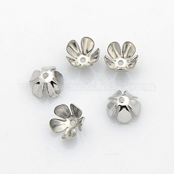 5 -petal Eisen Blume Perlkappen, Platin Farbe, 8x4 mm, Bohrung: 1 mm
