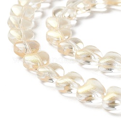 Transparent perles de verre brin, cœur, jaune verge d'or clair, 7.5~8.5x8~8.5x4~4.5mm, Trou: 1mm, Environ 44~45 pcs/chapelet, 12.56~12.87 pouce (31.9~32.7 cm)