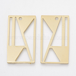 Smooth Surface Alloy Pendants, Rectangle, Matte Gold Color, 35x20x1.5mm, Hole: 2mm