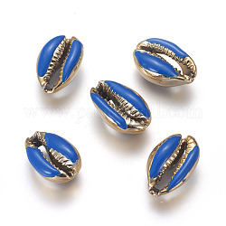 Perlas de concha de vaquero electrochapadas, con esmalte, perlas sin perforar / sin orificios, dorado, azul, 18~22x13~15x7~8mm