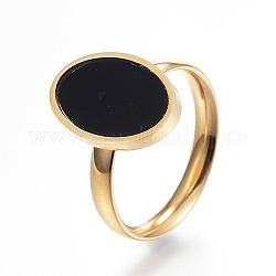 304 anelli in acciaio inox, con resina, ovale, formato 6, oro, 16mm