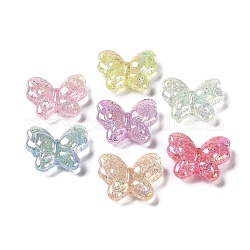 UV Plated & Crackle Transparent Acrylic Beads, Mixed Color, Butterfly, 18x21x6.5mm, Hole: 1.8mm