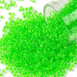 Toho perline rotonde, perline giapponesi, (805f) verde neon luminoso satinato, 11/0, 2.2mm, Foro: 0.8 mm, su 1110pcs / bottiglia, 10 g / bottiglia