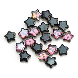 Perles en verre electroplate, demi plaqué gomme, étoiles du nord, noir, 8x4mm, Trou: 1mm