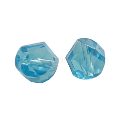 Aqua Faceted Glass Crystal Beads, about 8mm wide, 8mm long, hole: 1.5mm