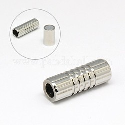 304 Stainless Steel Magnetic Clasps with Glue-in Ends, Column, Stainless Steel Color, 20x9mm, Hole: 6mm