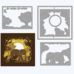 GLOBLELAND 3Pcs Elephant Light Box Cutting Dies Metal Forest Animals Embossing Stencils Die Cuts for Paper Card Making Decoration DIY Scrapbooking Album Craft Decor