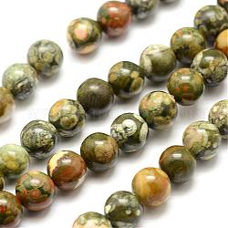 Rhyolite naturelle brins de perles de jaspe, ronde, 10mm, Trou: 1mm, Environ 38 pcs/chapelet, 15.7 pouce (40 cm)