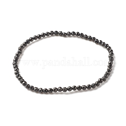 Bracelet extensible en perles de spinelle noir naturel pour femme, perles: 3 mm, diamètre intérieur: 2-1/8 pouce (5.5 cm)