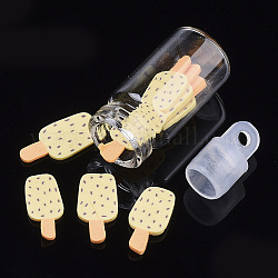 Ручной полимерной глины ногтей декоративные аксессуары, с стеклянной бутылкой для желаний и пластиковой пробкой для ccb, леденец, золотые, 11~13x3~6x0.6~1.5 мм