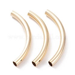 Brass Tube Beads, Long-Lasting Plated, Curved Beads, Tube, Real 24K Gold Plated, 54x5mm, Hole: 4mm